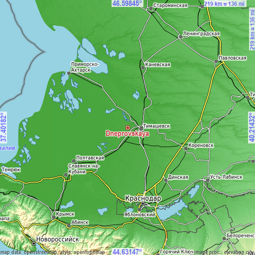 Topographic map of Dneprovskaya