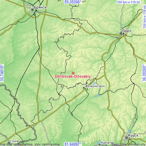 Topographic map of Dmitrovsk-Orlovskiy