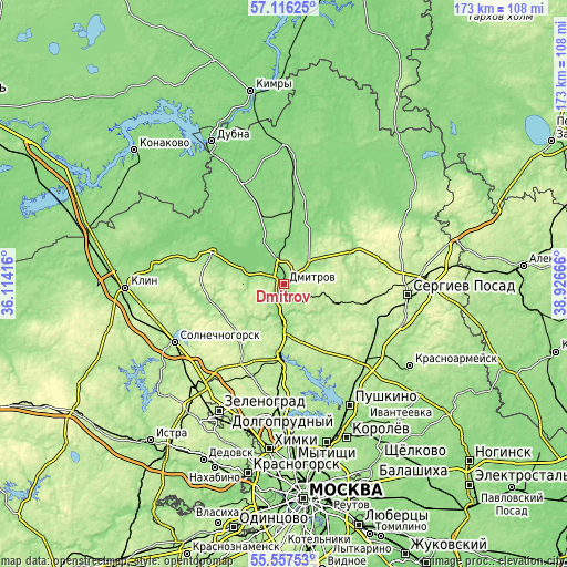 Topographic map of Dmitrov