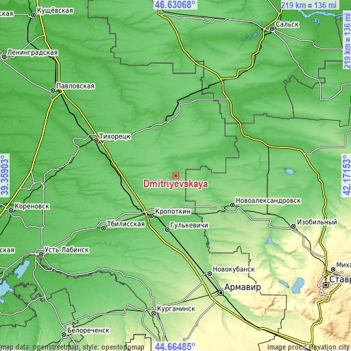 Topographic map of Dmitriyevskaya