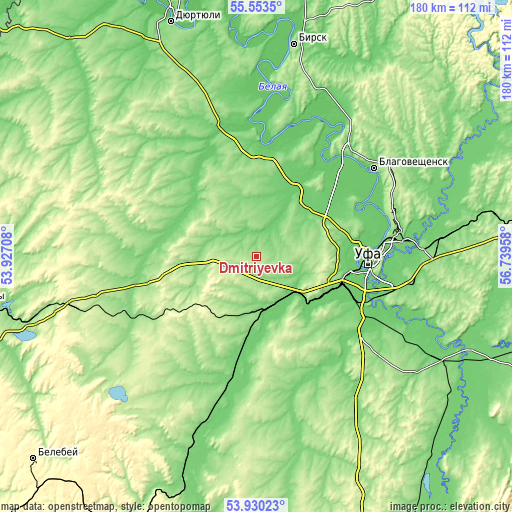 Topographic map of Dmitriyevka