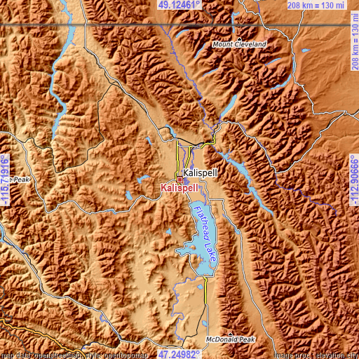 Topographic map of Kalispell