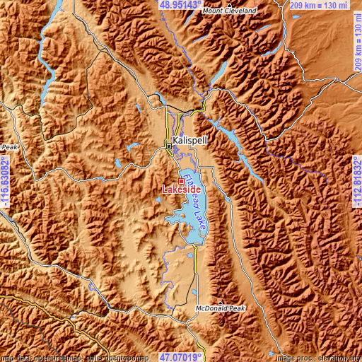 Topographic map of Lakeside