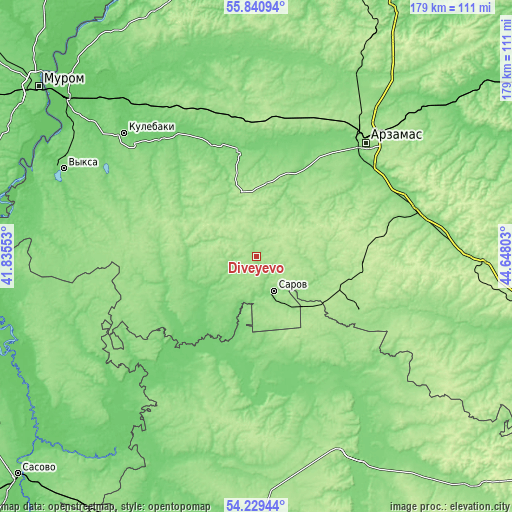 Topographic map of Diveyevo