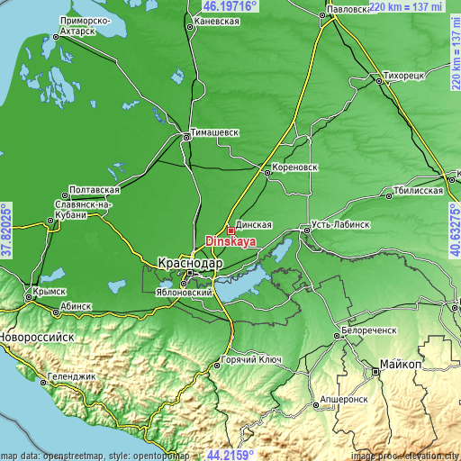 Topographic map of Dinskaya