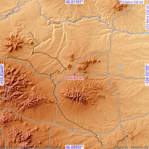 Topographic map of Lewistown