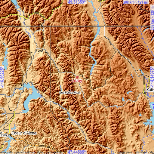 Topographic map of Libby