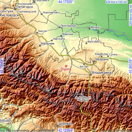 Topographic map of Digora