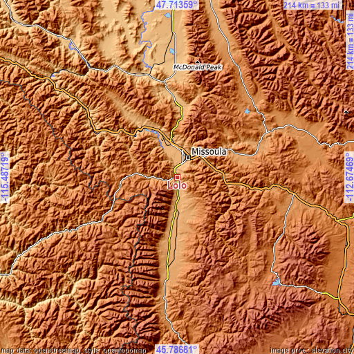 Topographic map of Lolo