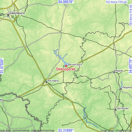 Topographic map of Desnogorsk