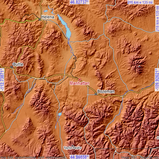 Topographic map of Manhattan