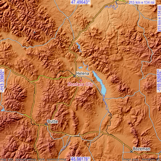 Topographic map of Montana City