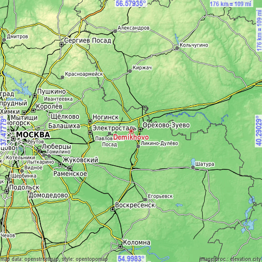 Topographic map of Demikhovo