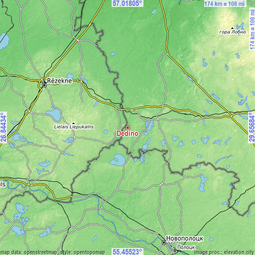 Topographic map of Dedino