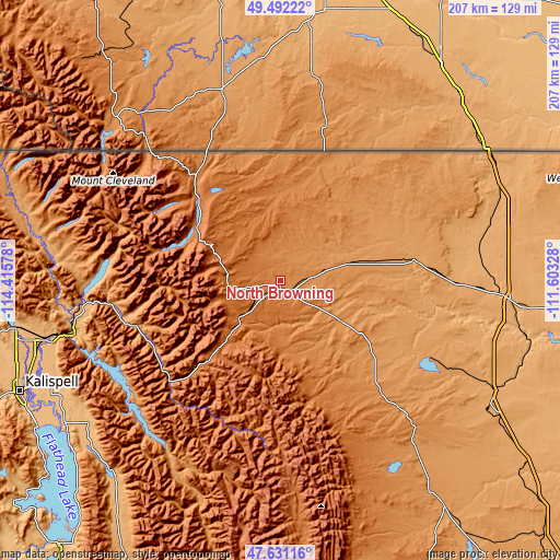 Topographic map of North Browning