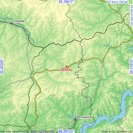 Topographic map of Debesy