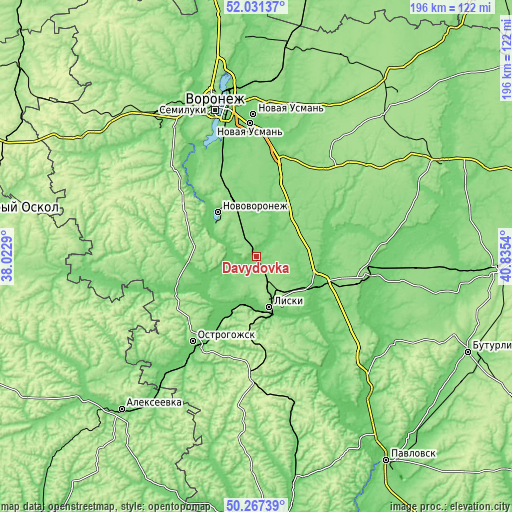 Topographic map of Davydovka