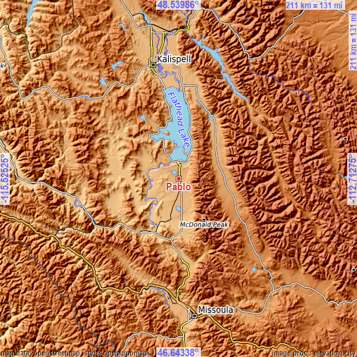 Topographic map of Pablo