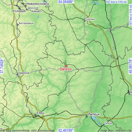 Topographic map of Dankov