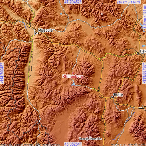 Topographic map of Philipsburg