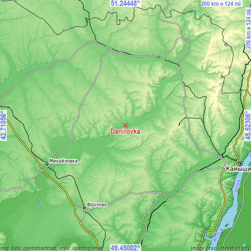 Topographic map of Danilovka