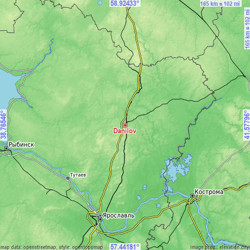 Topographic map of Danilov