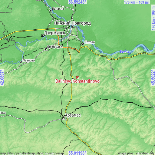 Topographic map of Dal’neye Konstantinovo