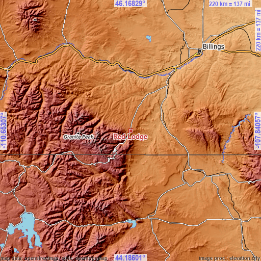 Topographic map of Red Lodge