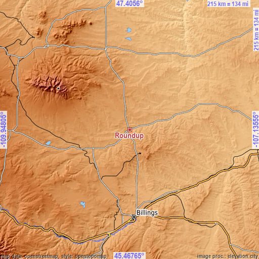 Topographic map of Roundup