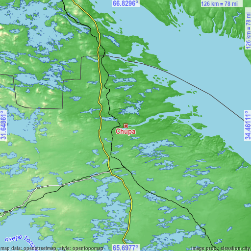 Topographic map of Chupa