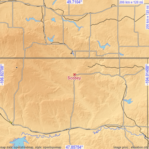 Topographic map of Scobey