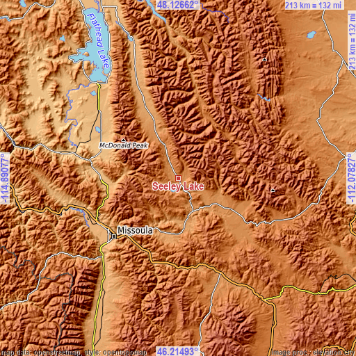 Topographic map of Seeley Lake