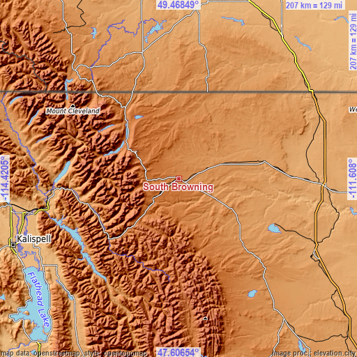 Topographic map of South Browning