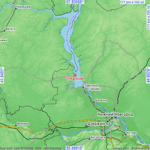 Topographic map of Chkalovsk