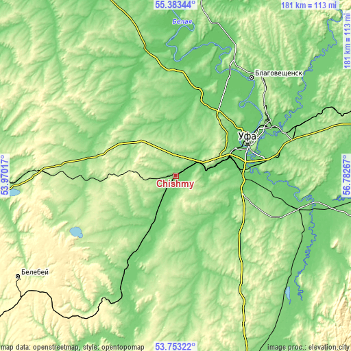 Topographic map of Chishmy