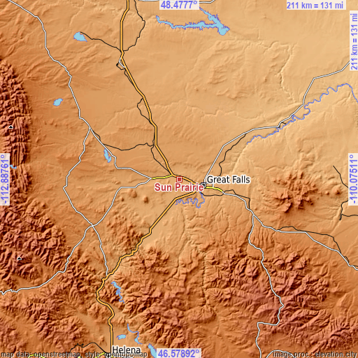 Topographic map of Sun Prairie