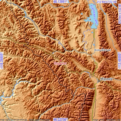 Topographic map of Superior