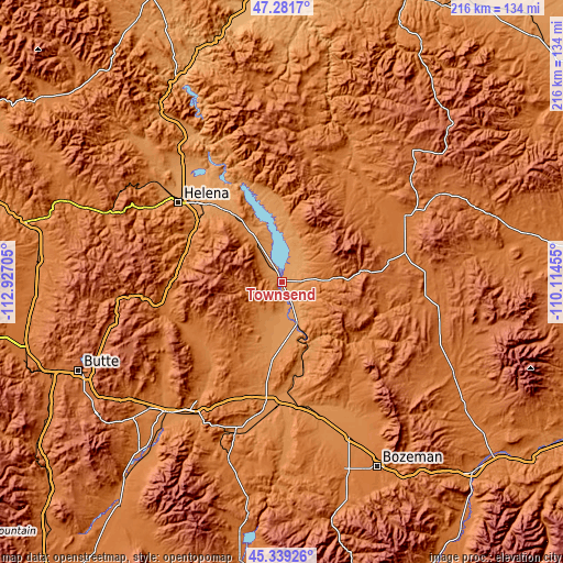 Topographic map of Townsend