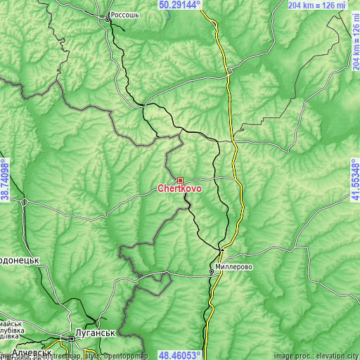 Topographic map of Chertkovo