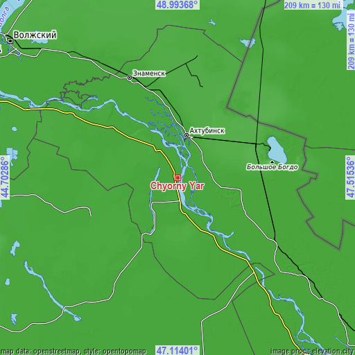 Topographic map of Chyorny Yar