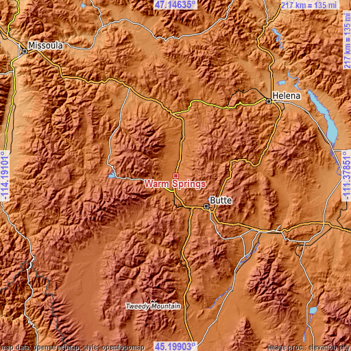 Topographic map of Warm Springs