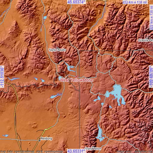 Topographic map of West Yellowstone