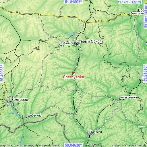Topographic map of Chernyanka