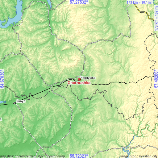 Topographic map of Chernushka