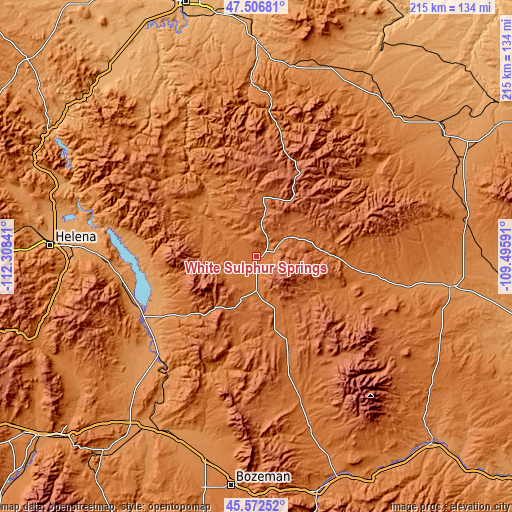 Topographic map of White Sulphur Springs