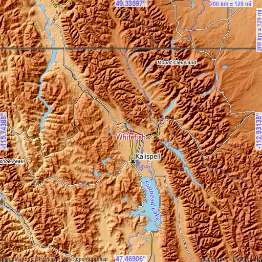 Topographic map of Whitefish