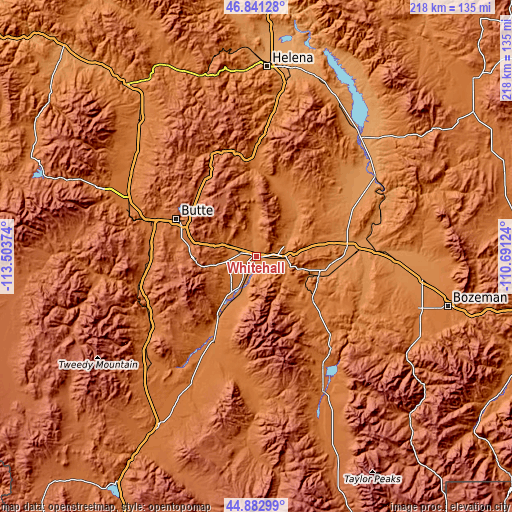 Topographic map of Whitehall