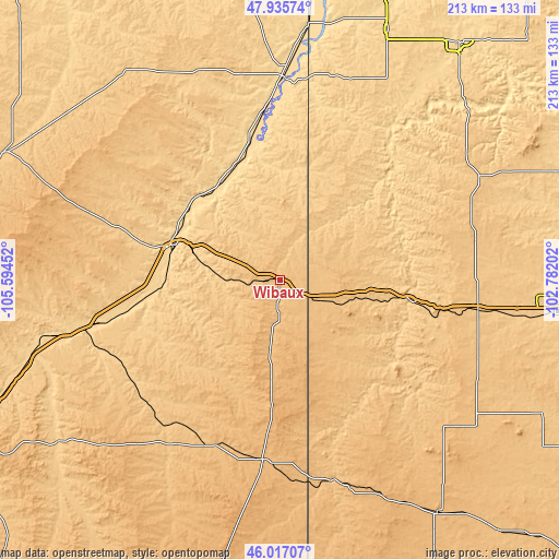 Topographic map of Wibaux