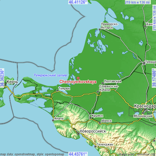 Topographic map of Chernoyerkovskaya