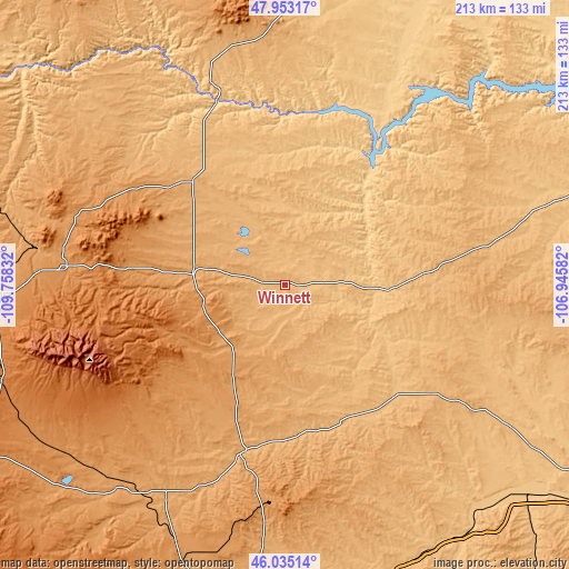 Topographic map of Winnett